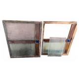 Two Multi-Pane Colored Glass Window Panels