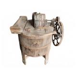 Cast Iron and Wood Hand Crank Washing Machine