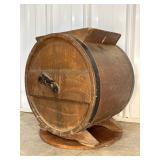 Wooden Hand-Cranked Churn Barrel