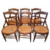6 Cane Seat Wooden Chairs 18x16x34