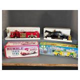 4 Die-Cast Truck Banks in Boxes