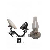 Glass Oil Lamp and Cast Metal Wall lamp holder