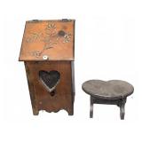 Wooden Hinged Box and Heart-Shaped Stool