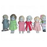 Six Bisque Jointed Dolls, Made in Japan