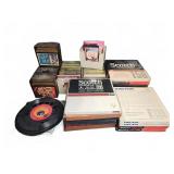 Lot: Reel Tapes, cassette tapes, and 45 RPMs
