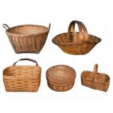 Five Woven Baskets Assorted Styles