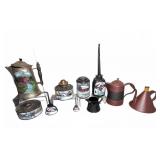 Metal Oil Cans and Pitchers with Painted