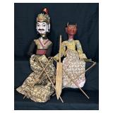 Indonesian Wayang Golek Rod Puppets Pair