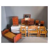 Miniature Wooden Dollhouse Furniture Set