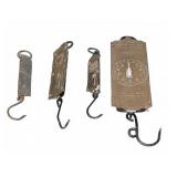 Four Metal Hanging Spring Scales