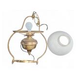 Brass Hanging Light Fixture with Glass Shade
