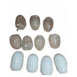 11 Glass and Milk Glass bird feeders