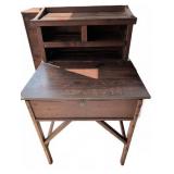 Wooden Drop Front Desk with Hutch