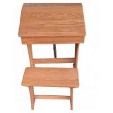 Wood Student Desk and Stool Set