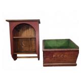 Wood Box F.T.Co. and Wall Shelf Set