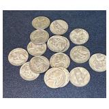 16 Silver/War Jefferson Nickels, 1942- 1945