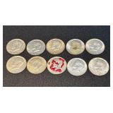 10 Kennedy 40% Silver Half Dollars