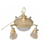 Brass and Frosted Glass Hanging Light Fixture