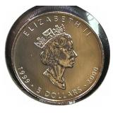 1999-2000 Canada Silver Maple Leaf $5 Coin