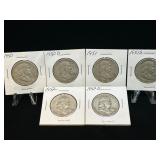 (6) Franklin Half Dollars