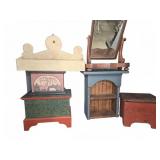 Painted Wooden Boxes and Mirror