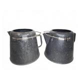 Pair Graniteware Water Pitchers No Lids