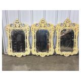 3 Ornate Framed Wall Mirrors 18x30 1990