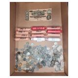 U.S. Wheat Pennies & CSA $10 Note Lot