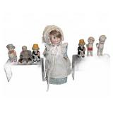 7 Bisque Dolls, Japan and Germany Marked