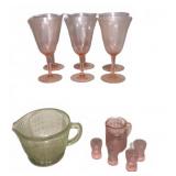 Pink and Green Glassware Collection