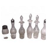 6 Pressed Glass Decanters and Shakers