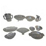Pressed Glass Tableware Collection, 10 Pieces
