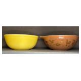 Two Pryex Mixing Bowls, One Yellow, One Patterned