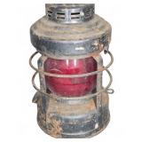 Metal Railroad Lantern with Red Globe