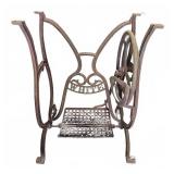 White Sewing Machine Cast Iron Treadle Base