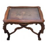 Wood Side Table with Glass Top, 24x18x18