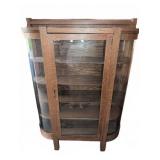 Glass Front Oak Curio Cabinet with Shelves