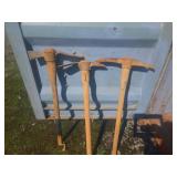 3 Pickaxes with Wooden Handles