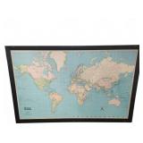 Framed Colorprint World Map by American Map Corp