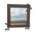 Square Wood Frame Mirror 21x21 with Metal Feet