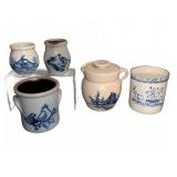 Five-Piece Stoneware Crock and Jug Set