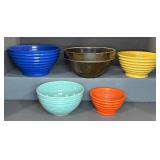 5 Assorted Pottery Mixing Bowls