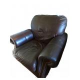 Brown Leather Armchair and Ottoman Set