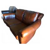 Brown Leather Nailhead Trim Sofa