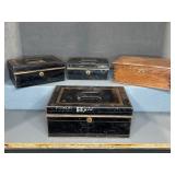 3 Metal Lock Boxes, 2 with Keys