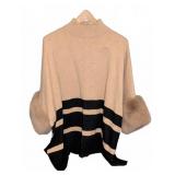 Saks Fifth Avenue Knit Poncho with Fur Trim
