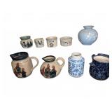 Hand-Painted Stoneware and Pottery Group