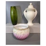 White Ceramic Urn & Two Add