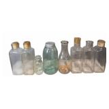 Clear Glass Bottles Lot of 8