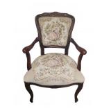 Wood Frame Armchair with Upholstered Seat